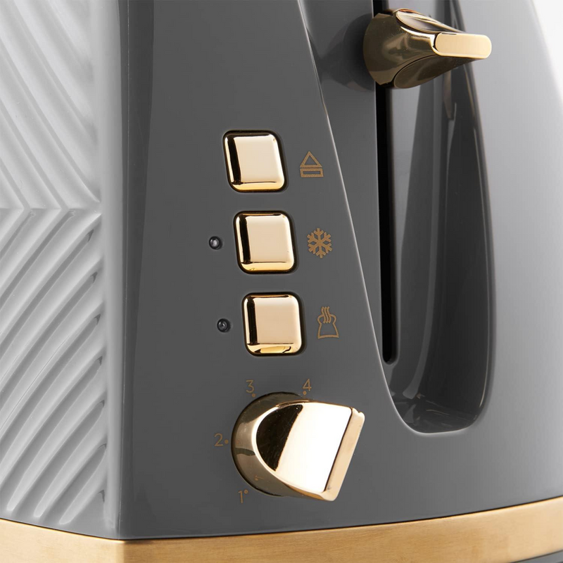 Russell Hobbs Groove Grey 2 Slice 850W Toaster