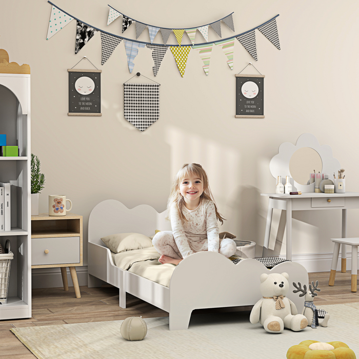 AIYAPLAY Cloud-Themed Toddler Bed with Safety Rails, 143.5 x 74.5 x 56cm