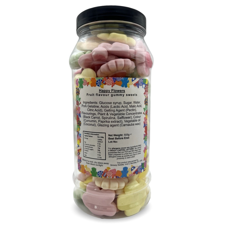 Happy Flowers Gummy Foam Retro Sweets Gift Jar - 505g