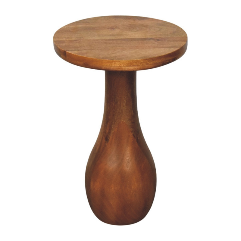 Artisan Furniture Solid Wood Curved Base Side Table, Brown