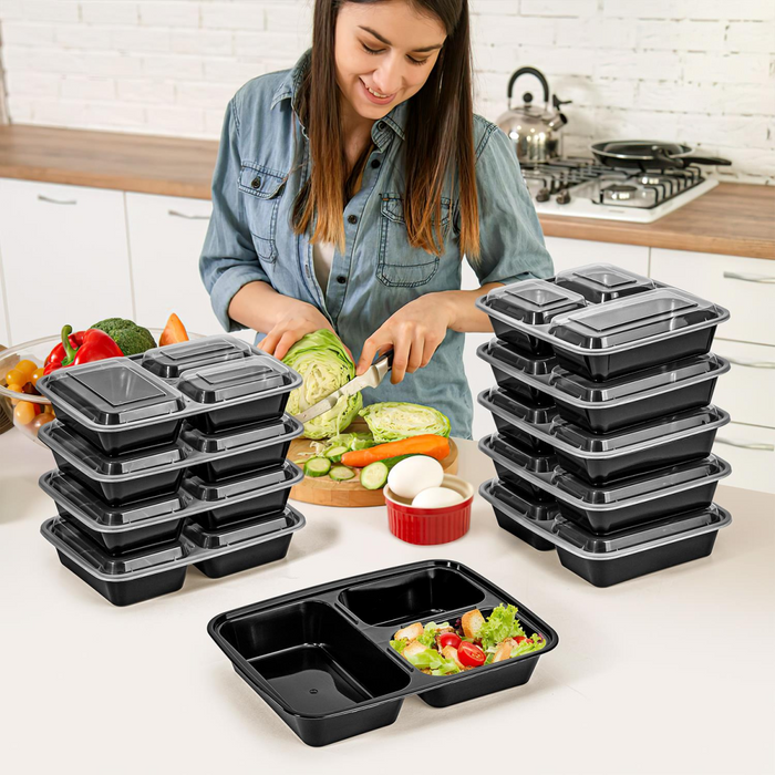 VINSANI 10pk 3 COMPARTMENTS MEAL PREP CONTAINERS 1010425