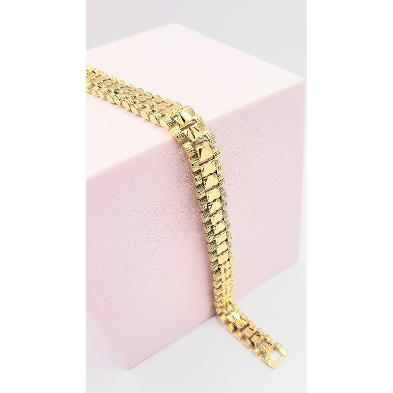Elements Square Shiny Gold Link Bracelet