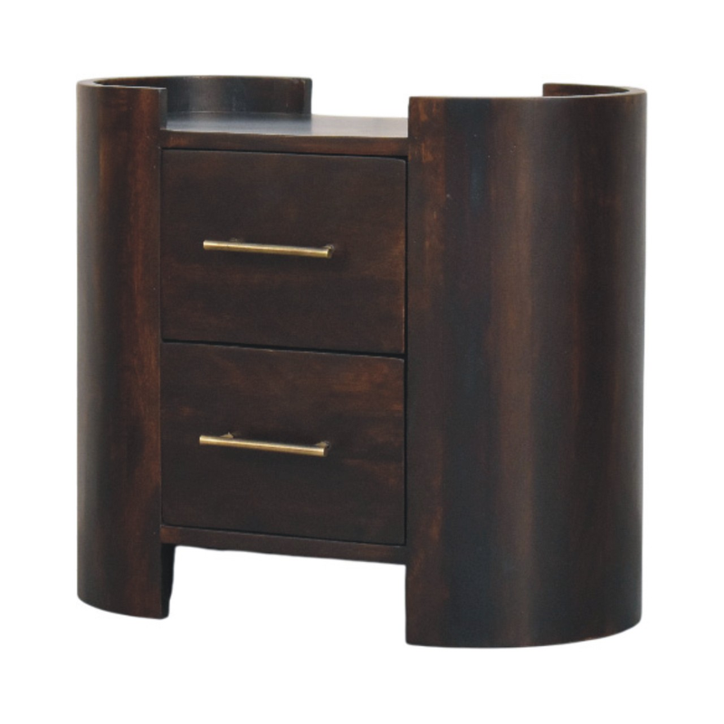 Artisan Furniture Solid Wood Valencia Two-Drawer Bedside Table, Dark Brown