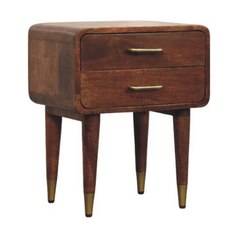 Artisan Furniture Solid Wood Astor 2-Drawer Nightstand, Brown