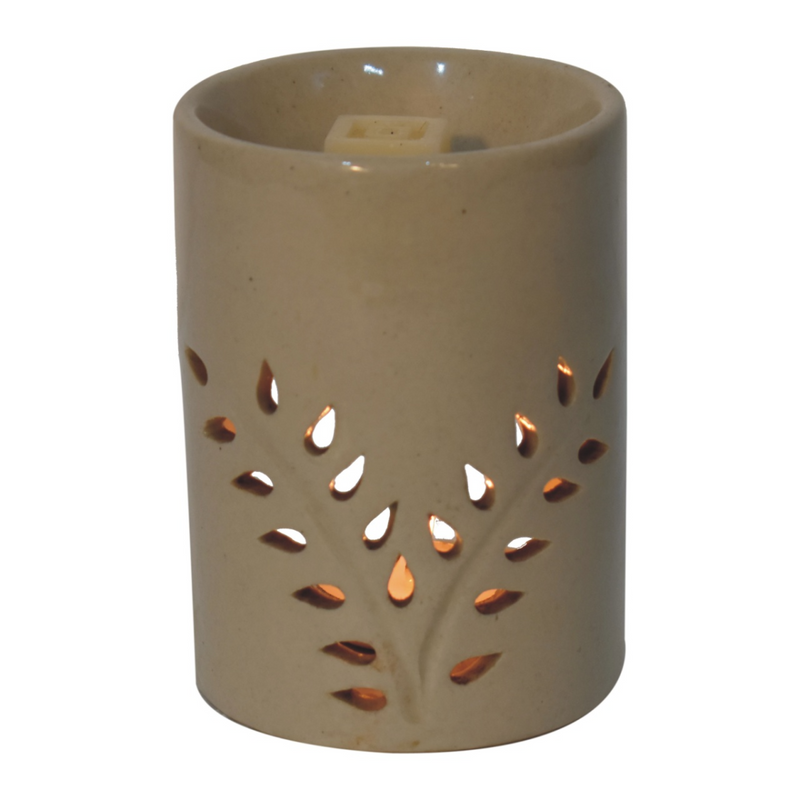 Artisan Furniture Cut-out Leaf Wax Melter Set (Fruit), Light Brown