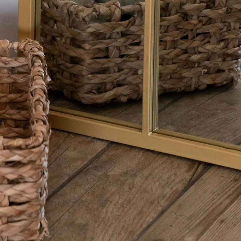 Tomi- Full Length Gold Metal Arched Lattice Window Mirror - 180cm x 90cm