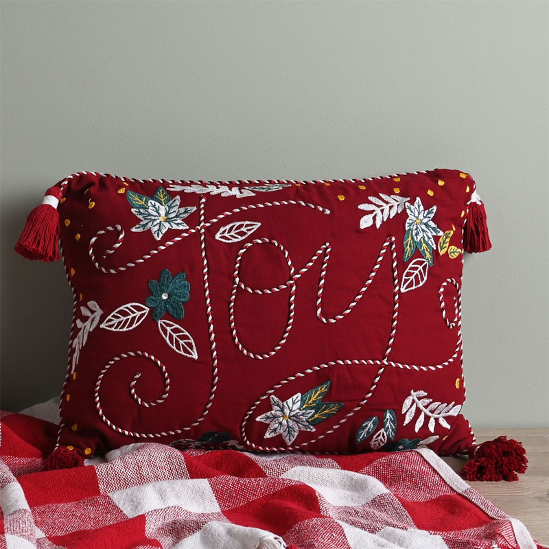 Embroidered Rectangular Cushion "Joy"