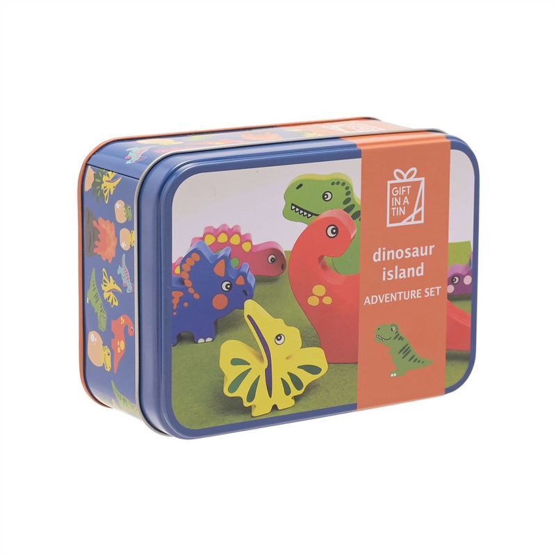 Apples To Pears Dino Island in a tin