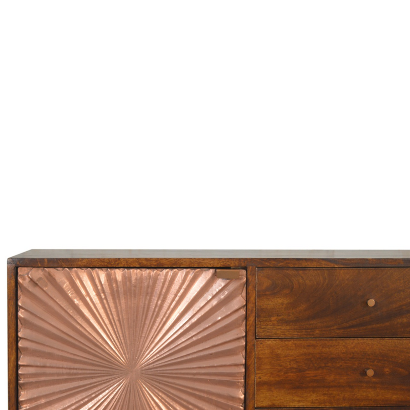 Artisan Furniture Solid Wood Manila Copper Sideboard, Brown, 3 Drawers and 1 Door
