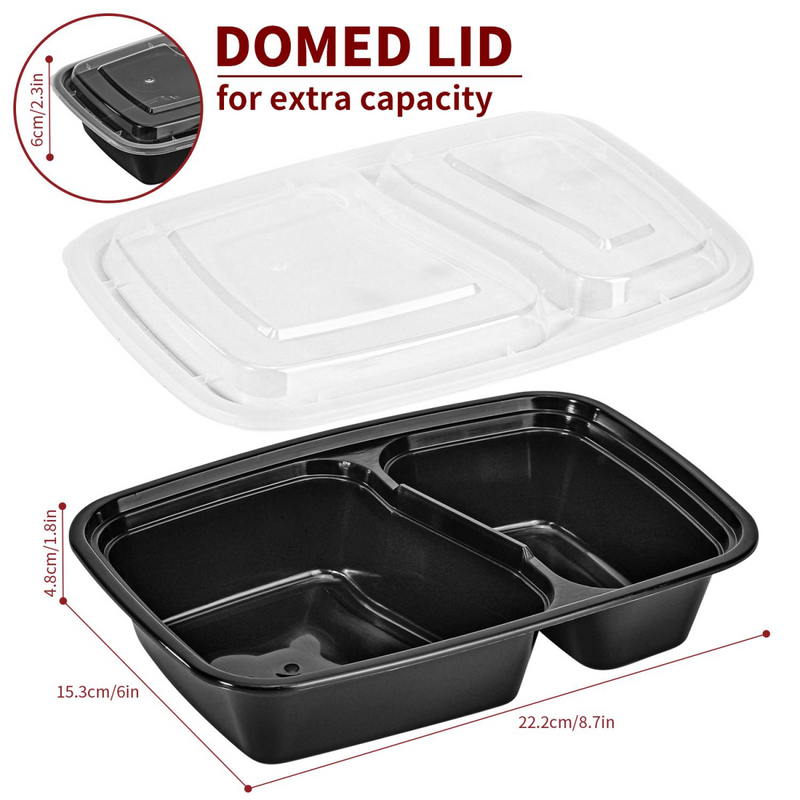 VINSANI 10pk 2 COMPARTMENTS MEAL PREP CONTAINERS 1010424 X 3