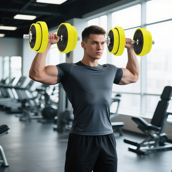 HOMCOM Adjustable 20KGS Barbell & Dumbbell Set for Home Gym, Yellow