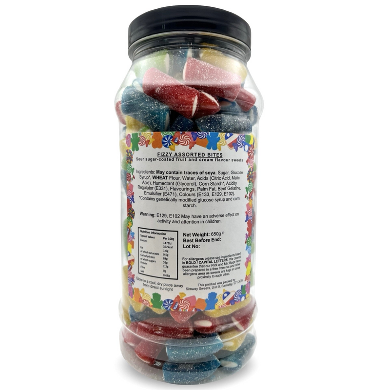 Fizzy Assorted Pencil Bites Sweets Gummy Jelly Retro Sweets Gift Jar - 650g