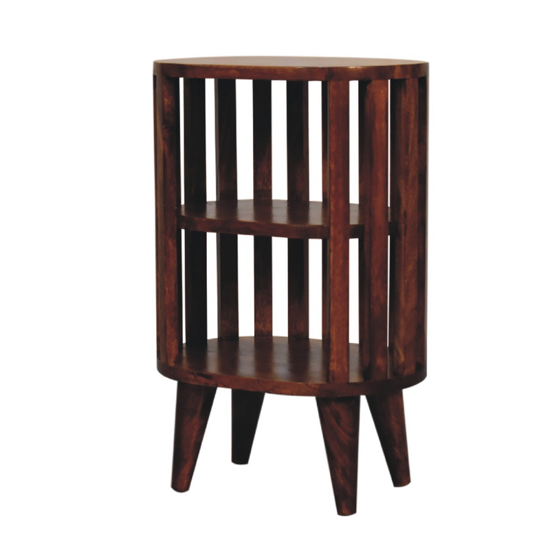 Artisan Furniture Solid Wood Ariella Double Shelf Chestnut Bedside, Brown, 2 Shelves