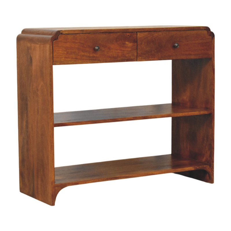 Artisan Furniture Solid Wood Ellington Console Table, 2 Drawer & 2 Open Slots, Brown