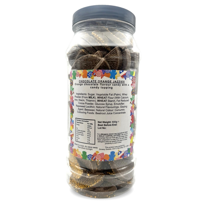 Milk Chocolate Orange Jazzies Jazzles Slices Retro Sweets Gift Jar - 600g