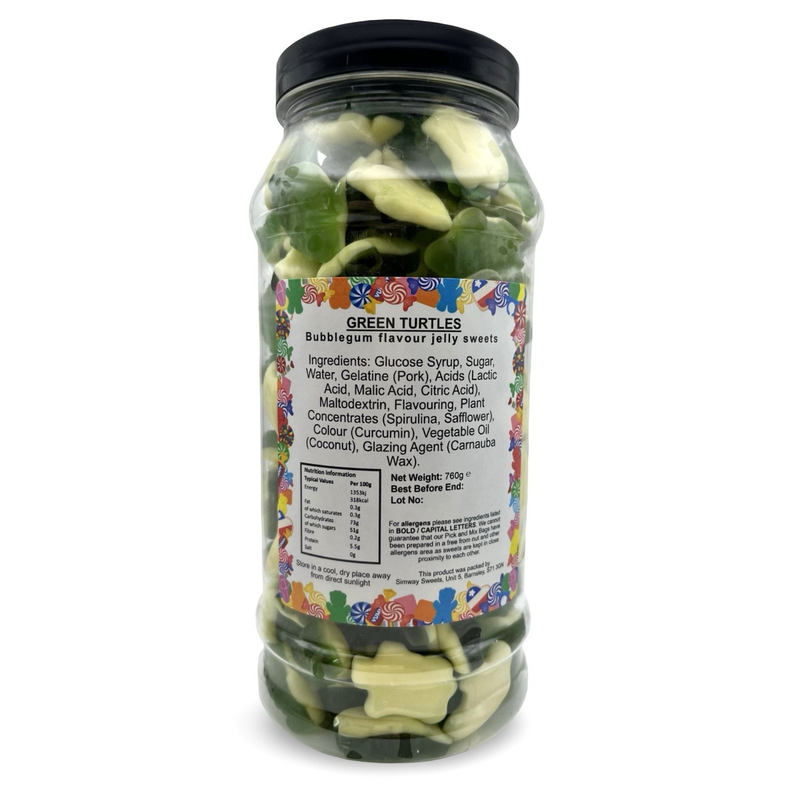 Gummy Green Turtles Retro Sweets Gift Jar - 760g