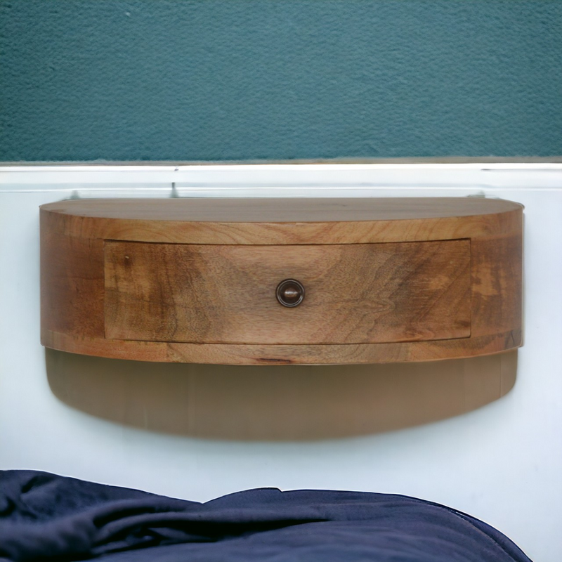 Artisan Furniture Solid Wood Wall Mounted Rounded Bedside