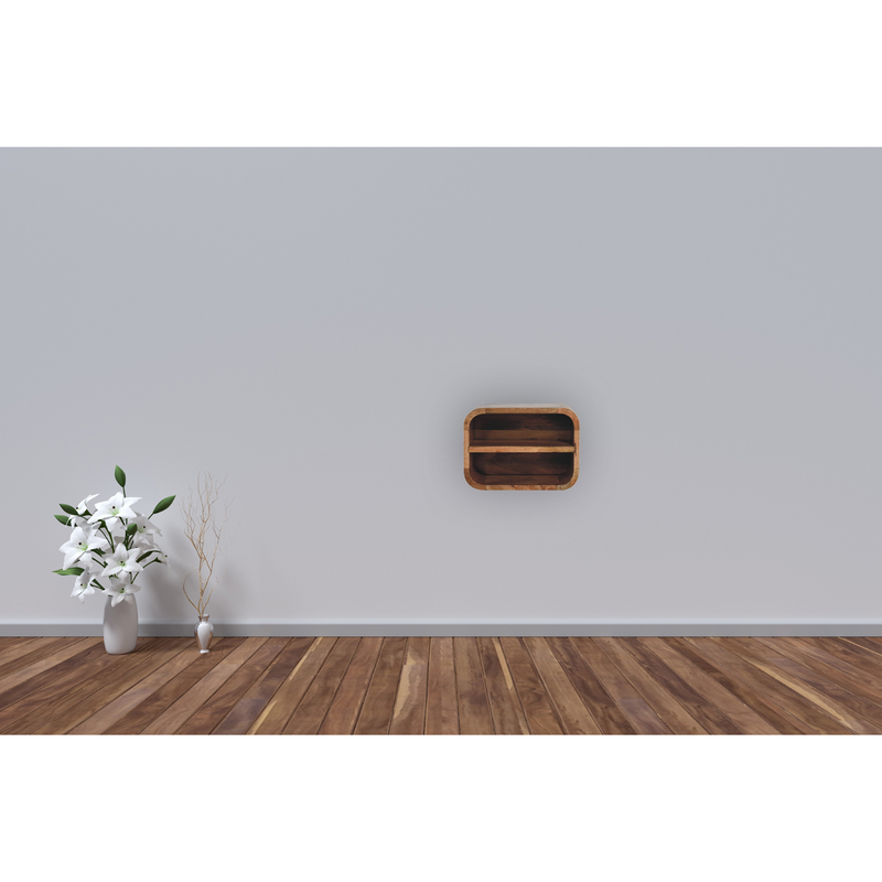 Artisan Furniture Solid Wood Oak-ish Floating Open Curve Bedside