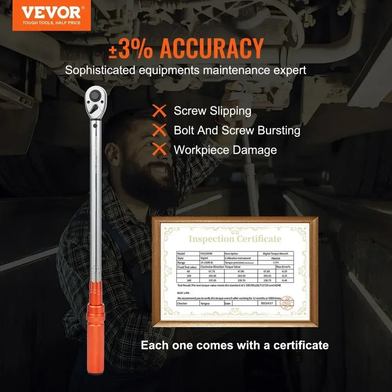 VEVOR Mechanical Torque Wrench Set Precision Pointer Hand Tools 1/2" 1/4" 3/8" Torque Wrench Mechanical Workshop Car Repair Tool