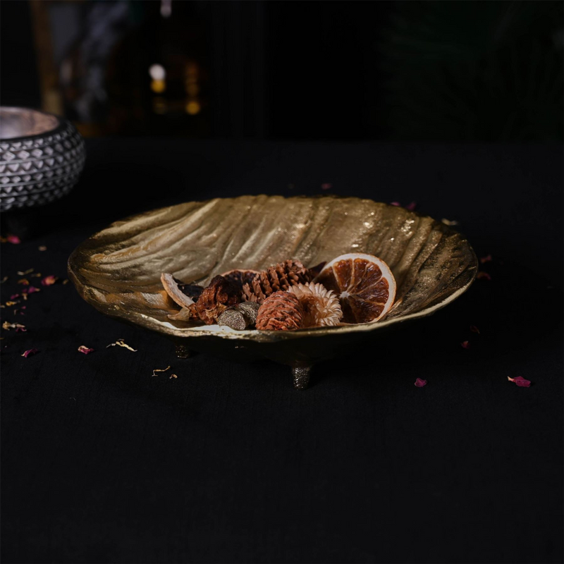 Hestia Gold Metal Round Textured Display Bowl  23cm