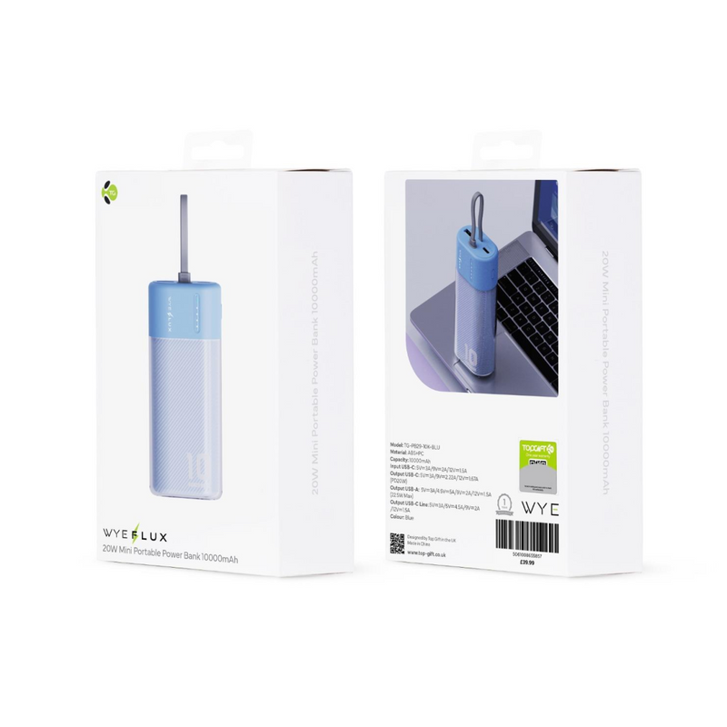 WYEFLUX 10000 mAh Mini Portable Power Bank - Blue