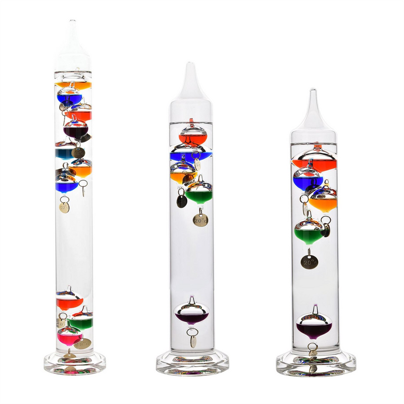 Galileo Thermometer - 44cm multi col 10 bulbs 16 - 28 C