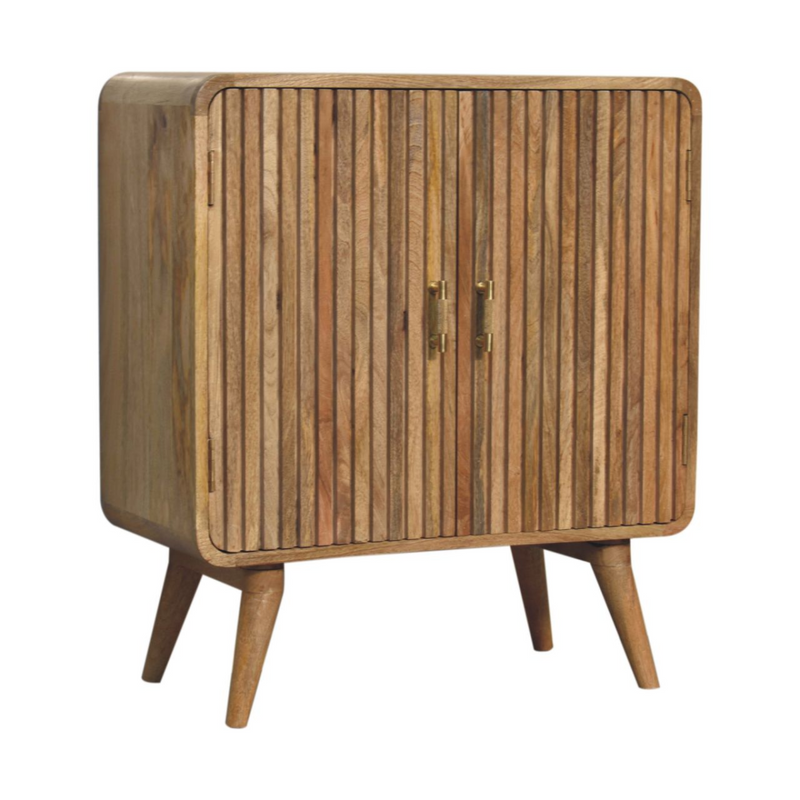 Artisan Furniture Solid Wood T-bar Ridged Cabinet, Light Brown, 2 Doors
