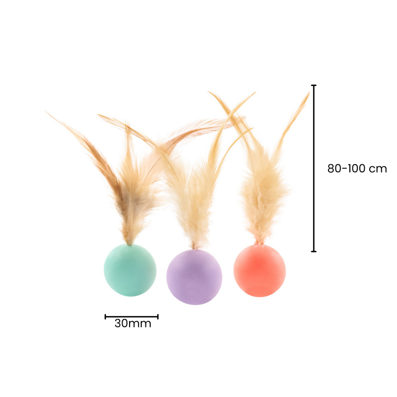 pidan Cat Toy Bouncy Ball & Feather Set (3-Pack)