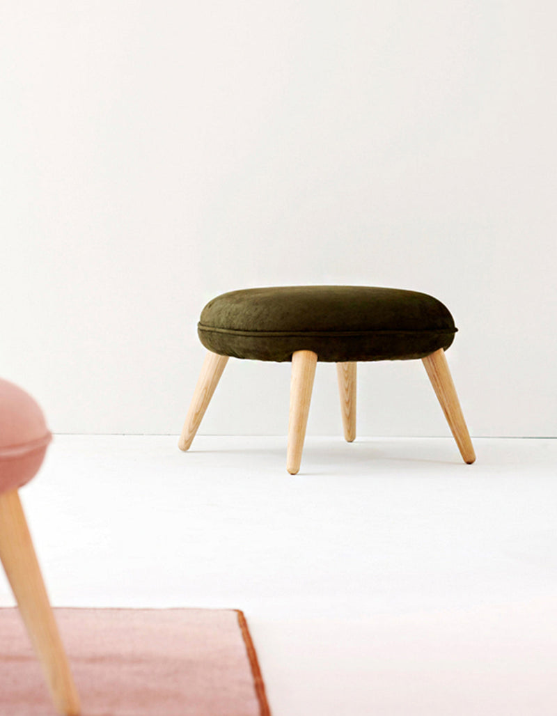 Blanche Velvet Kid Stool