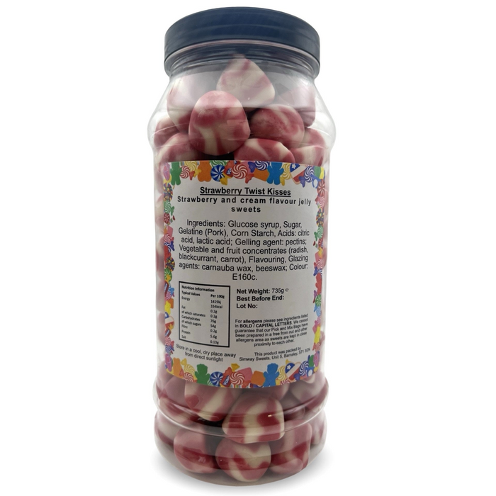 Strawberry Twist Kisses Jelly Gummy Retro Sweets Gift Jar - 735g