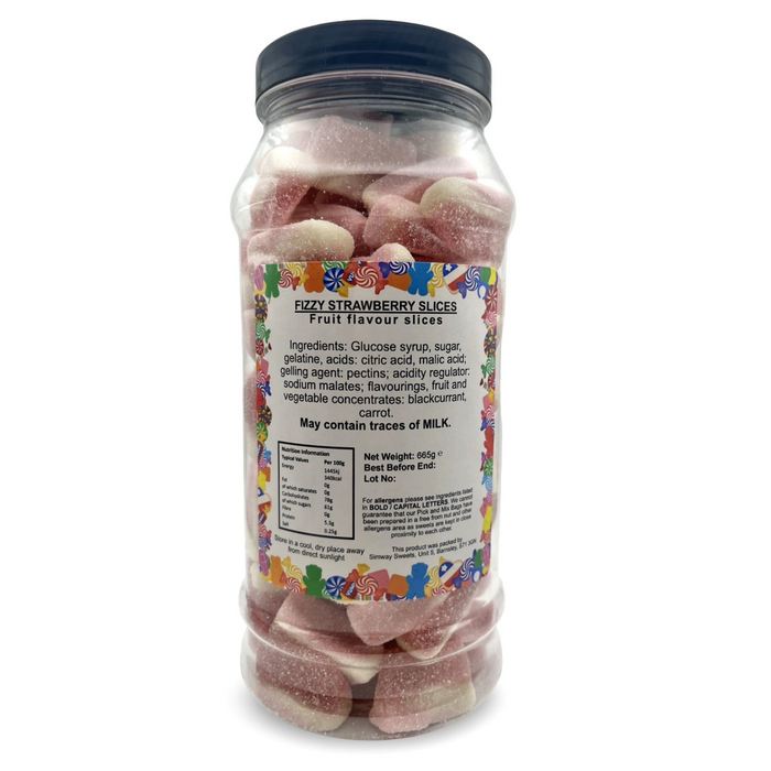 Strawberry Slices Retro Fizzy Gummy Sweets Gift Jar - 665g