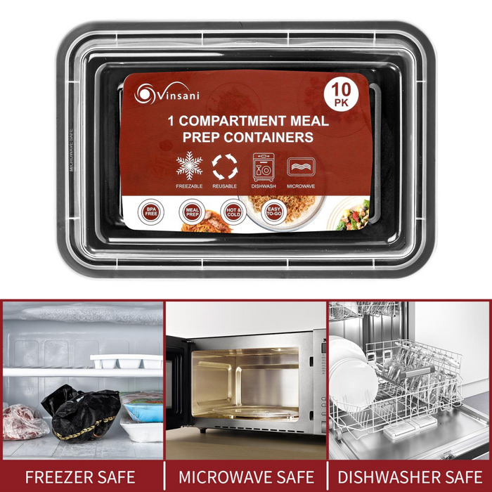 VINSANI 10pk 1 COMPARTMENT MEAL PREP CONTAINERS 1010423