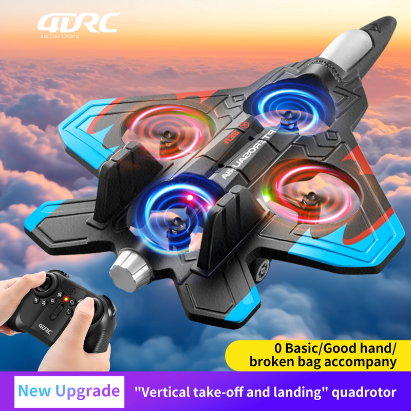 4DRC V32 RC Plane, Foam Remote Control Airplane with Light, 2 Batteries, 6-axis Gyro Stabilize Systems RC Fighter Jet Plane Toys