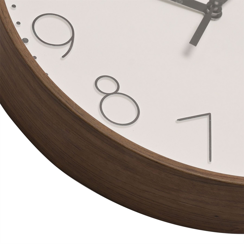 Wm Widdop Round Wall Clock Walnut Wood Effect 23cms