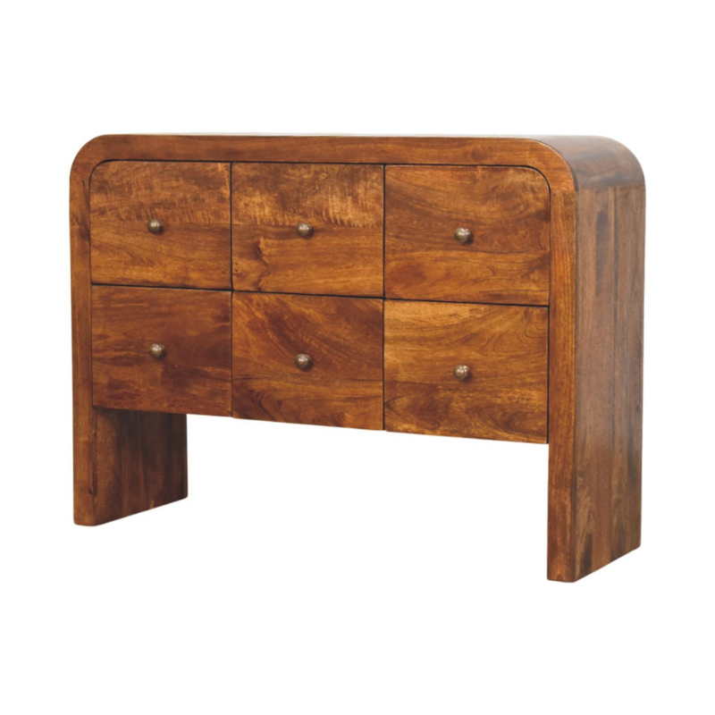 Artisan Furniture Solid Wood Darcy 3 over 3 Drawer Chest in Chestnut Finish, Brown