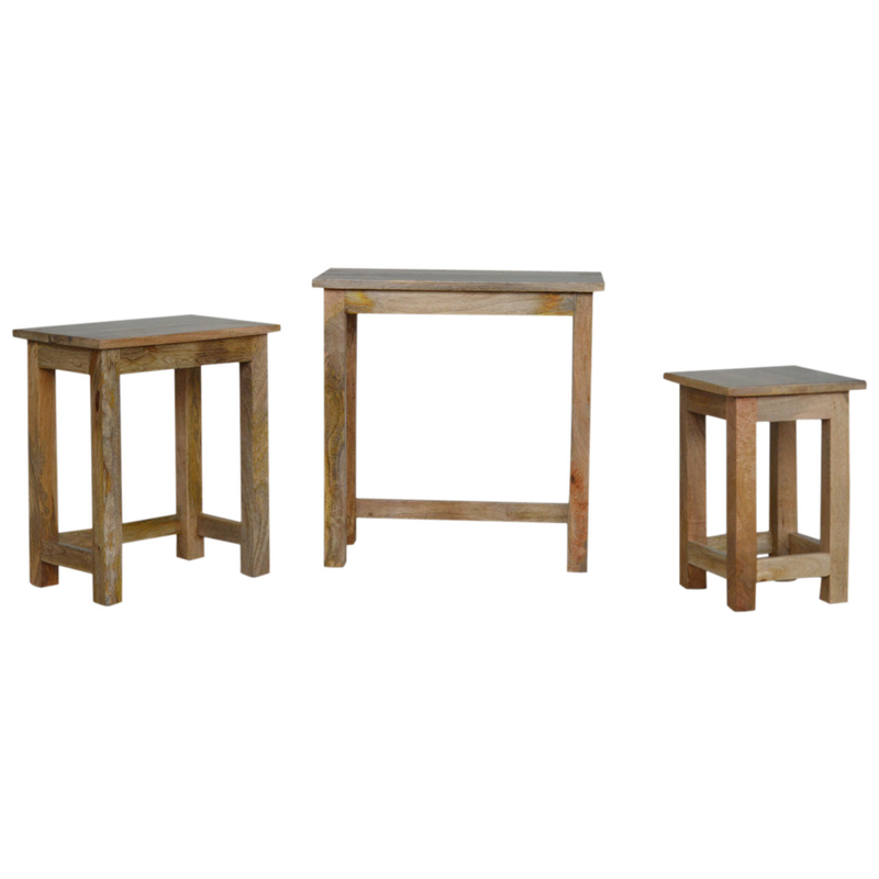Artisan Furniture Country Solid Wood Stool Set of 3, Beige