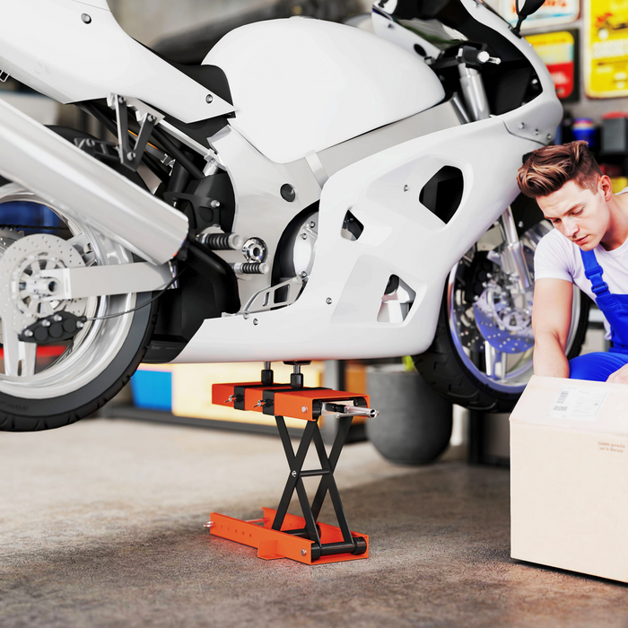 HOMCOM 500 kg Motorcycle Scissor Lift Jack, Steel Motorbike Lifting Stand