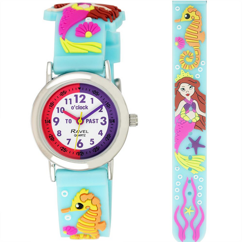 Ravel Children Girls 3D Cartoon Time Teacher Watch Mermaid R1513.91