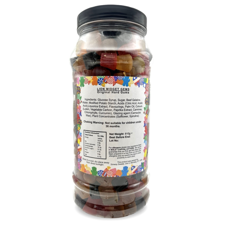 Traditional Lion Midget Gems Retro Sweets Gift Jar - 810g