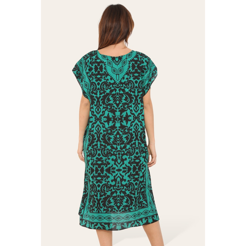 Short Caftan Dress, Ethnic Print