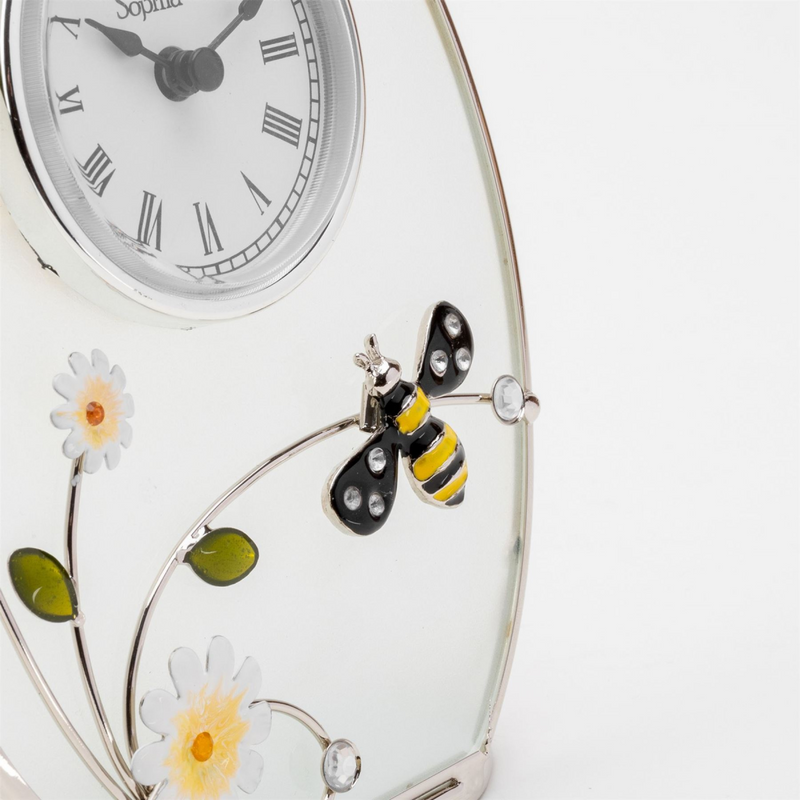 Wm.Widdop Sophia Classic Glass & Wire Bumble Bee Mantel Clock