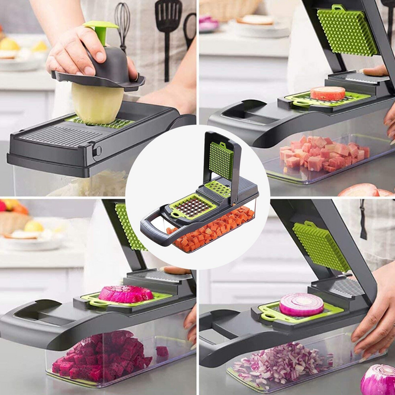 16 in 1 Vegetable Chopper, Salad Fruit Vegetable Food Chopper Slicer Peeler