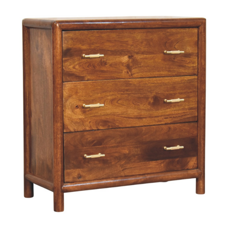 Artisan Furniture Solid Wood Regency 3-Drawer Chest, Dark Brown