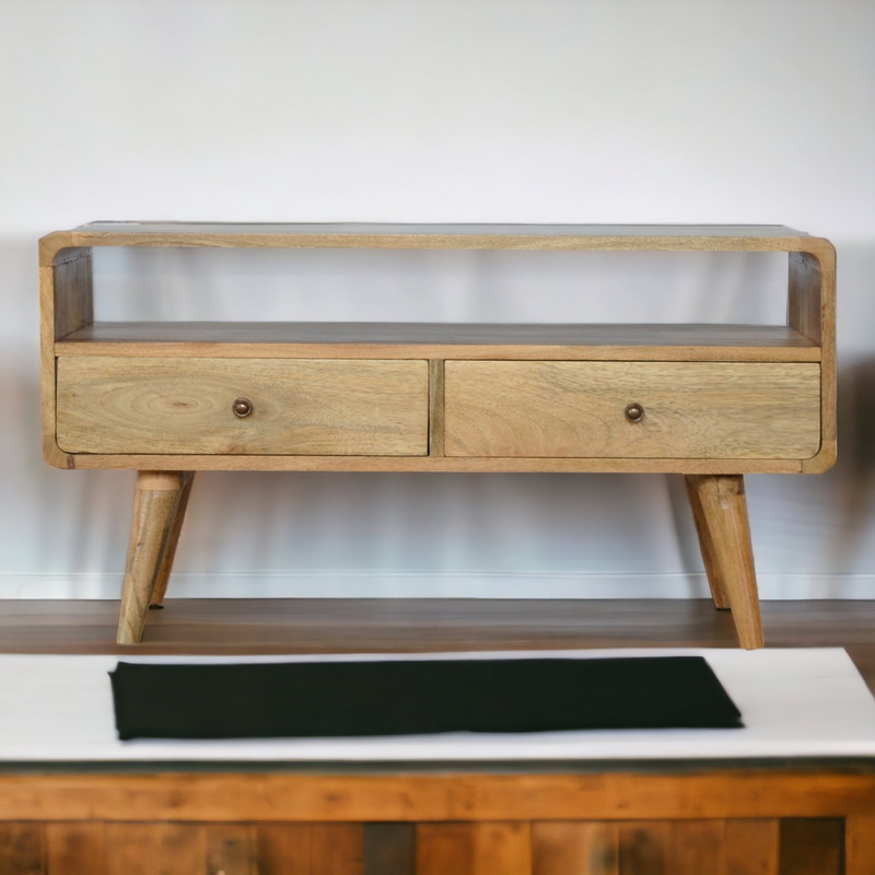 Artisan Furniture Solid Wood Curved Oak-ish Media Unit