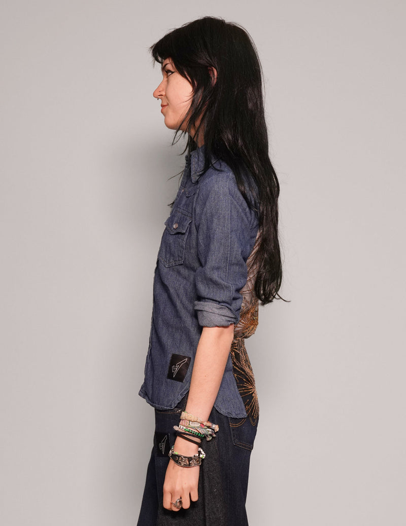 Party Back Shirt - Slim Fit - Gold Sequin