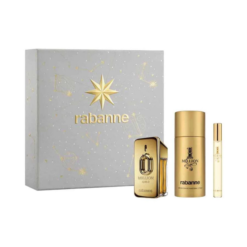 Paco Rabanne Million Gold Intense Gift Set (Eau De Parfum Spray 50ml  Deodorant Spray 150ml  Eau De Toilette Spray 10ml)