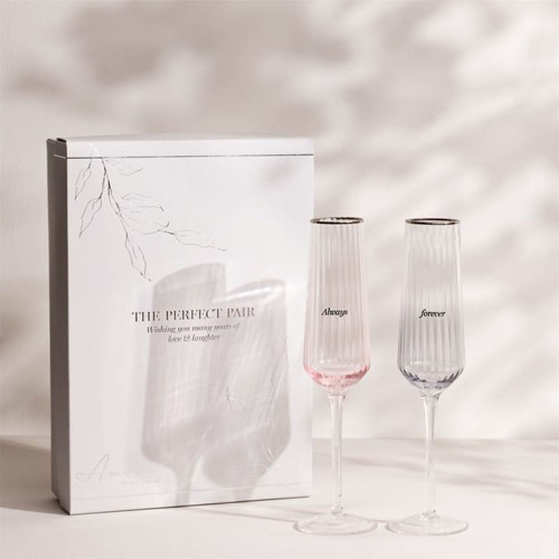 Amore Set of 2 Flute Glasses - Always & Forever