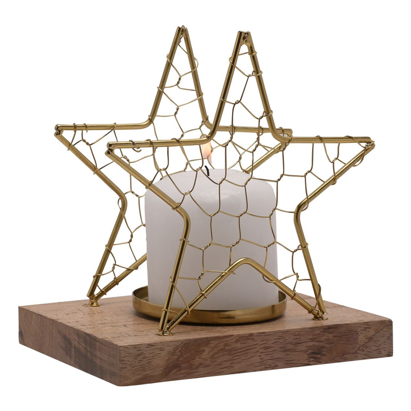 Celestial Gold Star Wire Candle Holder Medium