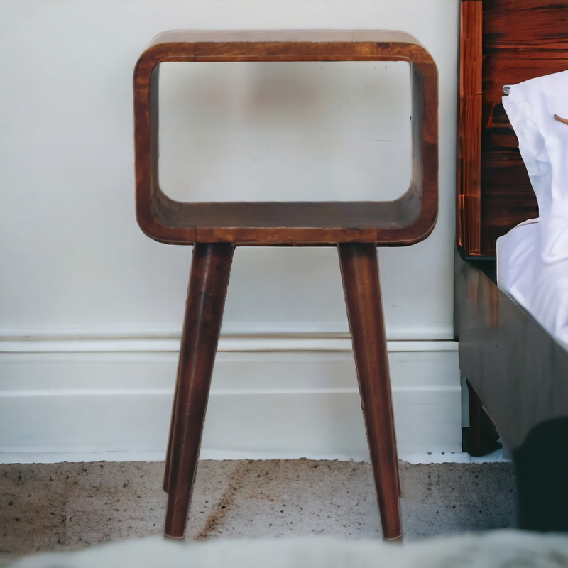 Artisan Furniture Solid Wood Mini Chestnut Curved Open Bedside
