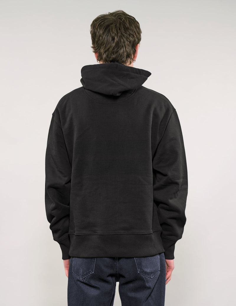ST Hoodie in Black with Silver Lined Logo